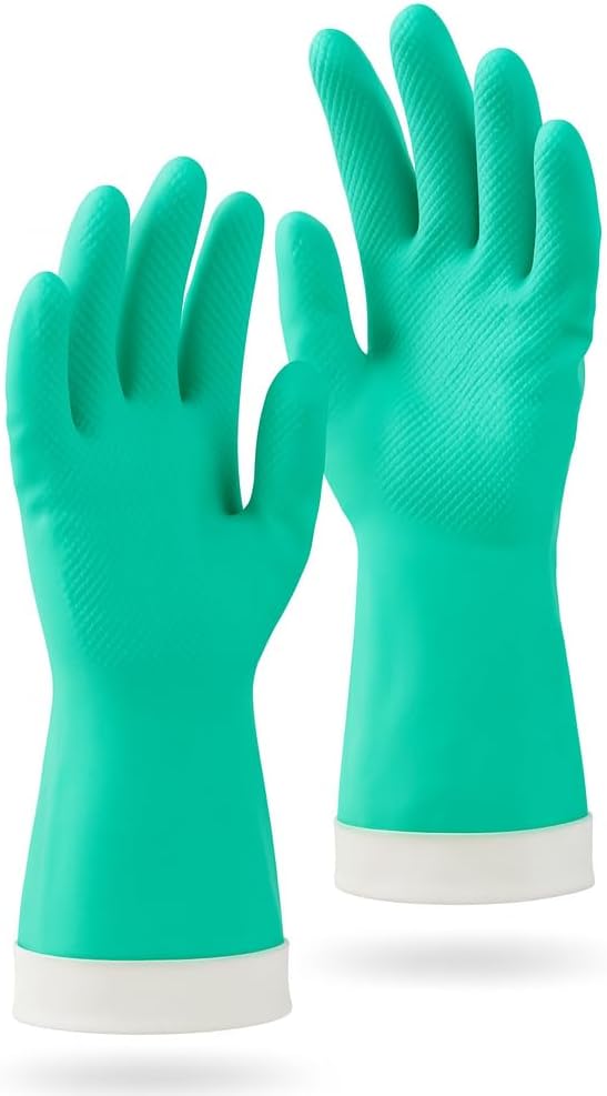Tribello Libman Chemical Resistant Nitrile Gloves - Reusable Rubber Latex Free Heavy Duty Grip Gloves - Mechanics & Cleaning