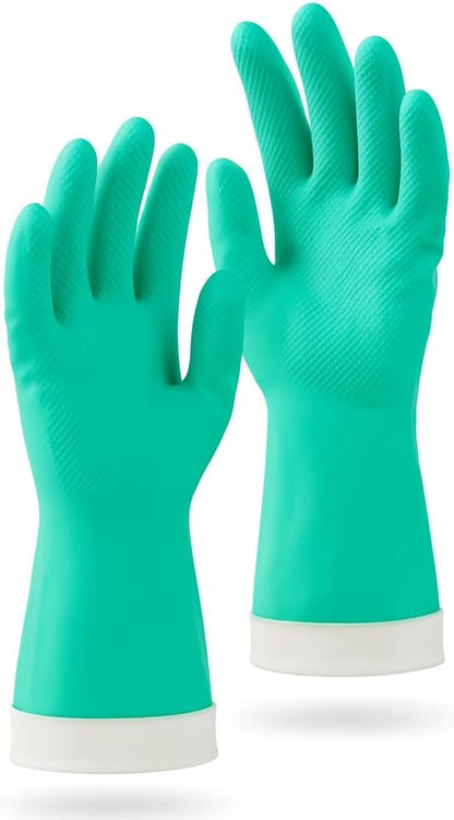 Tribello Libman Chemical Resistant Nitrile Gloves - Reusable Rubber Latex Free Heavy Duty Grip Gloves - Mechanics & Cleaning