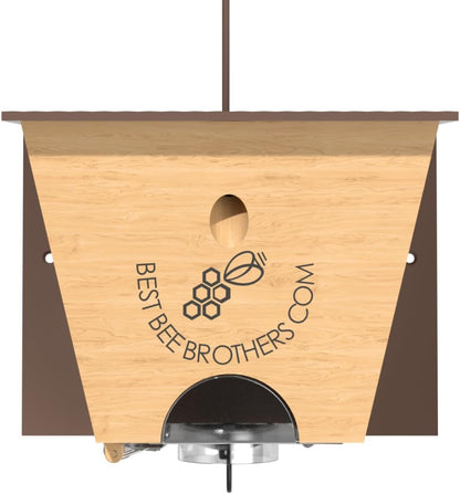 Best Bee Brothers Turbo Trap 2.0, Professional-Grade Carpenter Bee Trap for Outside with Bee Vault, Large Viewport & Spring-Loaded Door, 4.1” W x 4.8” H x 5.9” D
