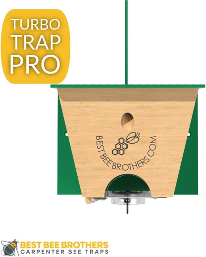 Best Bee Brothers Turbo Trap 2.0, Professional-Grade Carpenter Bee Trap for Outside with Bee Vault, Large Viewport & Spring-Loaded Door, 4.1” W x 4.8” H x 5.9” D