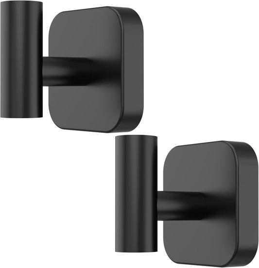 Aikzik Silver Replaceable Adhesive Hooks Heavy Duty, Stainless Steel Towel Hooks for Bathrooms & Shower-Tiles, Glass Door, Wall Hooks for Walls No Damage, Towel Holder Sticky Hooks for Hanging- 2 Pack