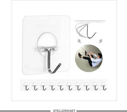 Easenest Adhesive Wall Hooks Bathroom Kitchen 12 Packs Heavy Duty Nail Free Sticky Hangers with Stainless Hooks Utility Towel Bath Ceiling Hooks