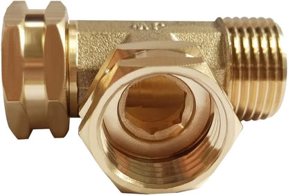 Joywayus 2PCS Brass 3/4" GHT Garden Hose Splitter Body Backyard 2 Way Y Shaped Swivel Connector Threaded Pipe Fitting Coupler Adapter with Washer