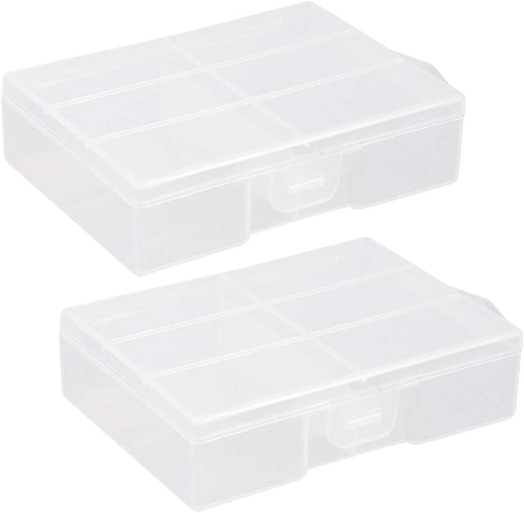 AA Battery Storage Box Organizer Holder Clear Plastic Case Container Portable-Holds 24xAA Batteries(2Pcs)