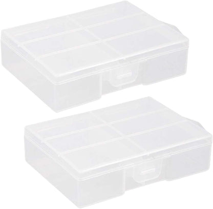 AA Battery Storage Box Organizer Holder Clear Plastic Case Container Portable-Holds 24xAA Batteries(2Pcs)