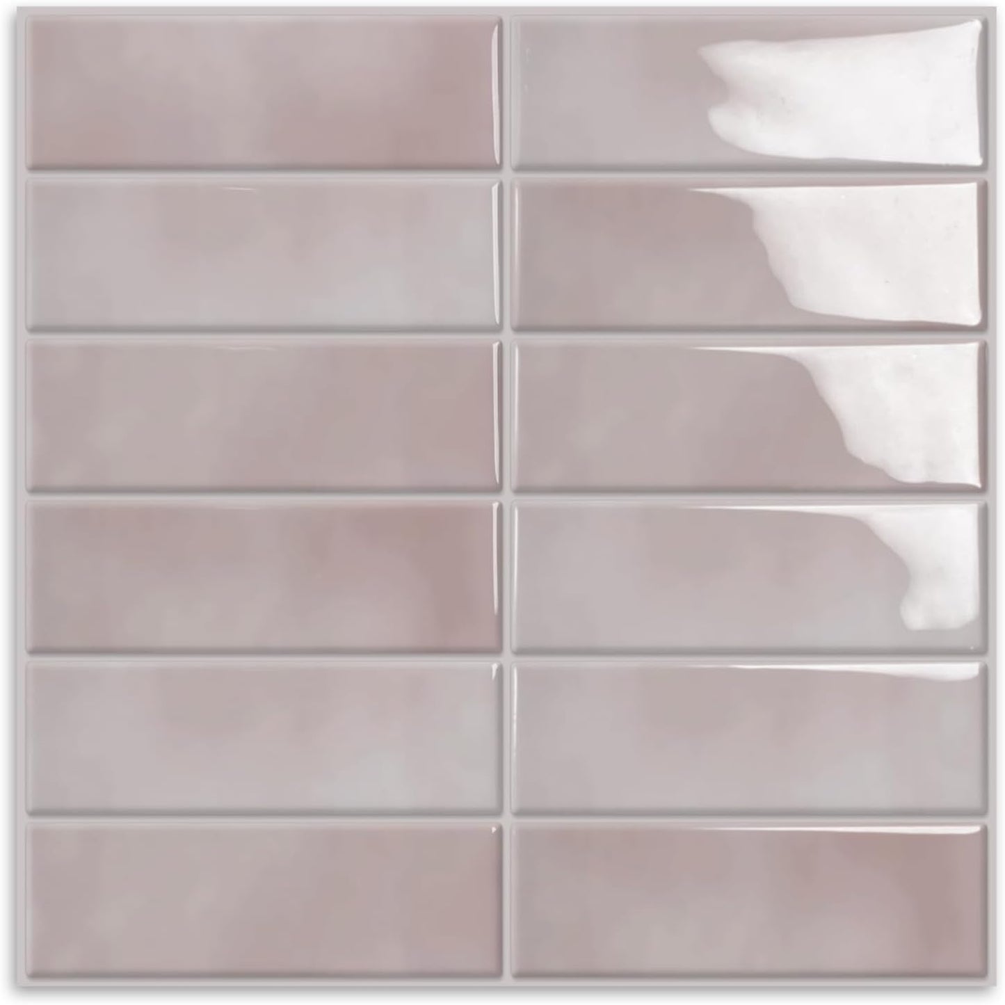 10 Sheet Peel and Stick Kitchen Backsplash Tiles(Pink,12"×12") | 3D Subway Rectangle Waterproof Self-Adhesive Wall Tile Stick on Backsplash for Kitchen,Bathroom and Fireplace