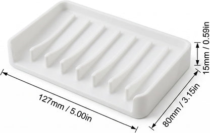 Bathway Silicone Soap Dishes for Shower, Self-Draining Bar Soap Holder Non-Slip Sink Organizer Tray for Sink, Bathroom & Kitchen, Keeps Bar Soap Dry& Dishwasher Safe, Black & Black (2 Pack)