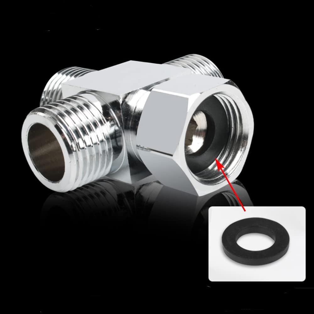 Water Diverter Fitting Adapter, Add-A-Tee G1/2" Hose Connector Adapter for Angle Valve adapter, Shower arms, Toliet Bidet Sprayer, Hose Pipe Fittings (3 Way T2)
