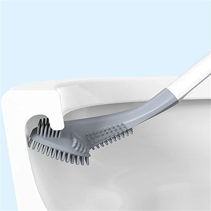 Silicone Toilet Brush,Golf Toilet Bowl Brush and Holder Set Long Handle No Dead Ends Flexible Toilet Cleaner Brush Wall-Mounted Toilet Cleaning Brush with Holder (Black)