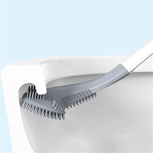 Silicone Toilet Brush,Golf Toilet Bowl Brush and Holder Set Long Handle No Dead Ends Flexible Toilet Cleaner Brush Wall-Mounted Toilet Cleaning Brush with Holder (Black)