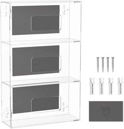 HIIMIEI Glove Holder for Wall Mount: Magnetic Gloves Box Holder, Acrylic Disposable Rubber Latex Glove Dispenser