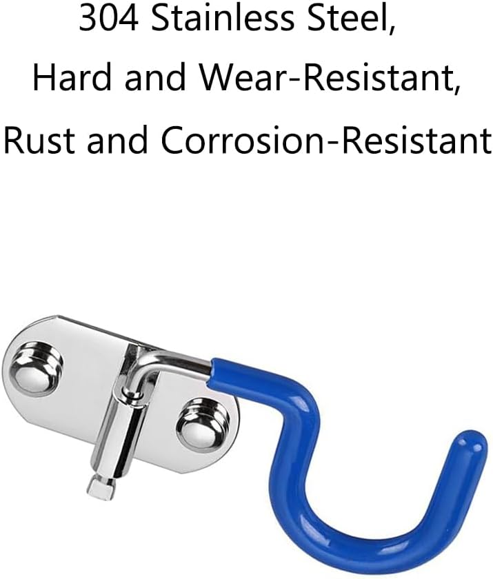 4 Pack S-Type Hook Wall Mounted Cleaning Tool Organizer - Space Saver - 304 Stainless Steel Mop Broom Holder Organizer, Broom Mop Handle Holder (Silver and Blue)