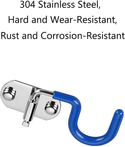 4 Pack S-Type Hook Wall Mounted Cleaning Tool Organizer - Space Saver - 304 Stainless Steel Mop Broom Holder Organizer, Broom Mop Handle Holder (Silver and Blue)