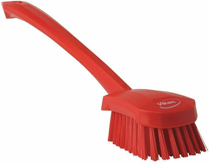 Vikan-41863 Long Handle Brush, 16"L, Stiff - Blue
