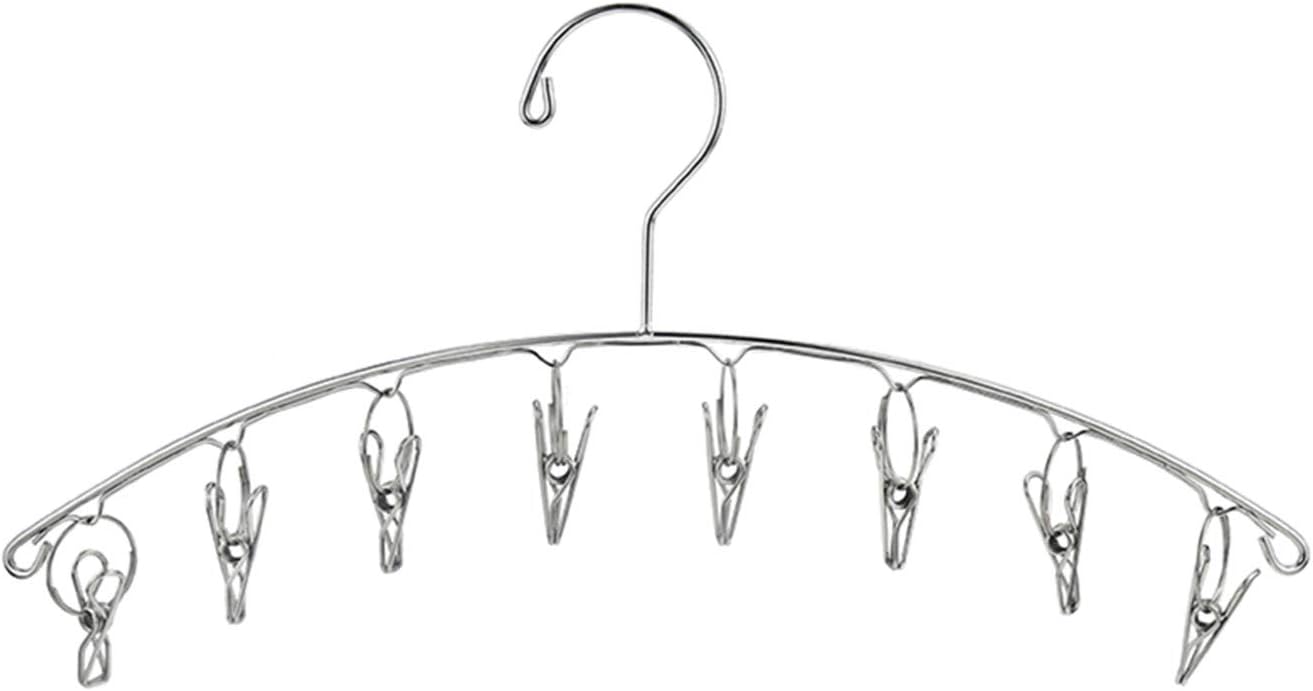 DurReus Reusable Stainless steel Drying Rack Laundry Drip Hanger 8 Clips Closet Organizer for Hanging Lingerie,Underwear,Clothes Disapers,Mitten,Socks,Hats,Bras,Skirts,Scaf