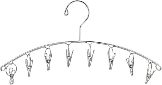 DurReus Reusable Stainless steel Drying Rack Laundry Drip Hanger 8 Clips Closet Organizer for Hanging Lingerie,Underwear,Clothes Disapers,Mitten,Socks,Hats,Bras,Skirts,Scaf