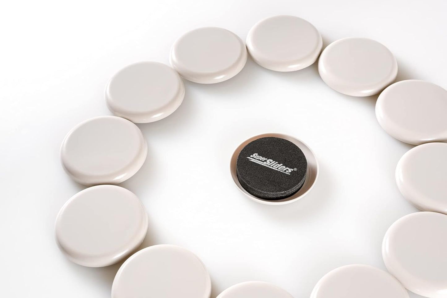 Super Sliders 2 1/2" Round Reusable Furniture Sliders- Easily Move Small to Medium Sized Items Across Carpet 8 Pack Beige
