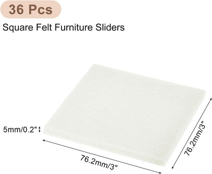 uxcell Furniture Pads, 36Pcs 1.5" - Square Self Adhesive Felt Furniture Pads, Floor Protectors for Furniture Feet Chairs Legs Hardwood Floors (Black)