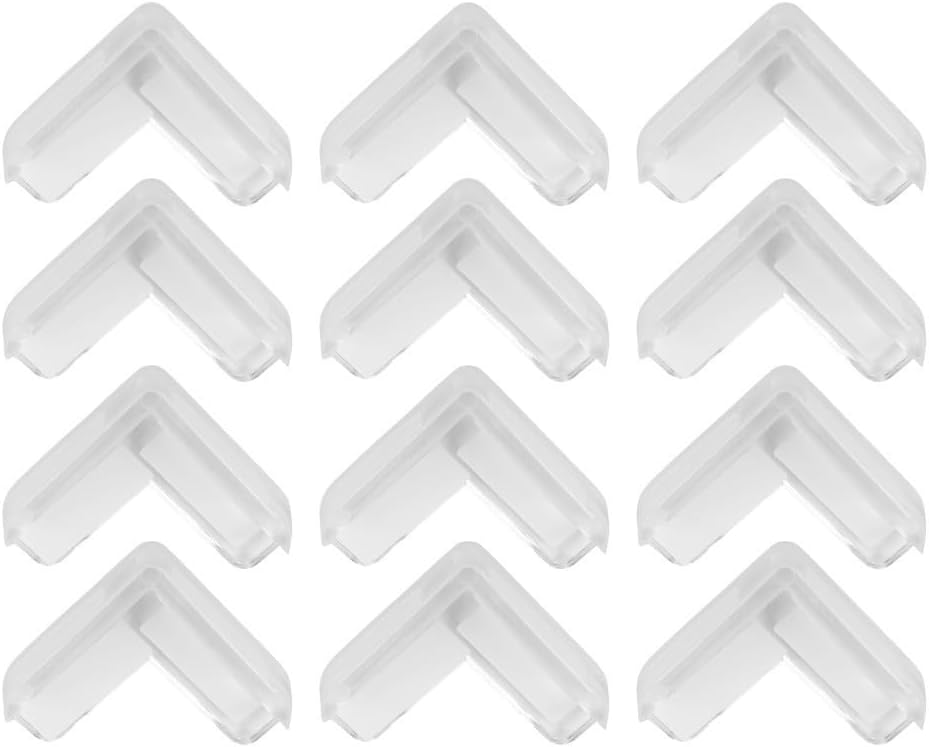Clear Rubber Furniture Corner Guards for Baby Proofing, PVC Safety for Edge Protectors for Table and Furniture Edges, Transparent Childproof Corner Covers 12 Pack
