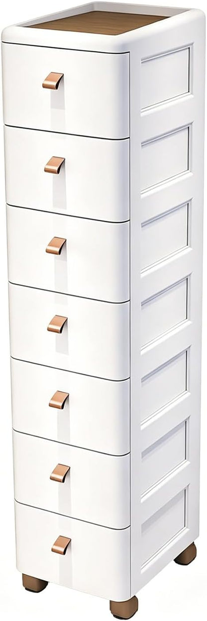 Slim Rolling Storage Cart for Narrow Gaps, 7-Tier Tall Narrow Storage Cabinet with Wheels, Space Saving Organizer for Kitchen, Bathroom, Laundry(A,30cm/11.8in 3-Tier)