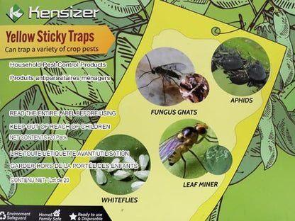 Kensizer 10-Pack Fruit Fly Trap, Yellow Sticky Gnat Trap Killer for Indoor/Outdoor Flying Plant Insect Like Fungus Gnat, Whiteflies, Aphids, Leaf Miners - 6x8 in, Twist Ties Included