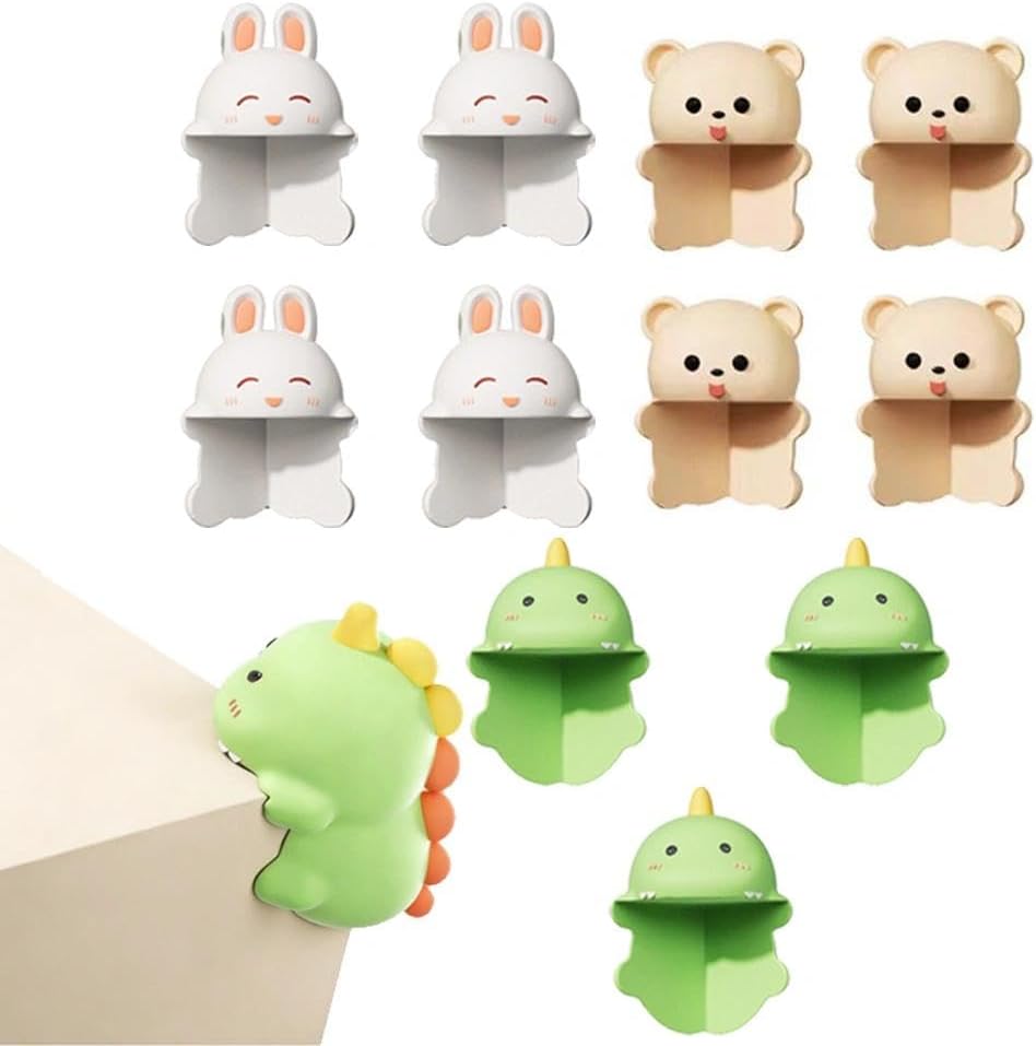 12 pcs Corner Protectors for Furniture, Cartoon Animal Table Corner Guards, Waterproof Anti-Collision Edge Protectors with Bear, Dinosaur, Rabbit Designs, PVC Bumpers for Edges Safety