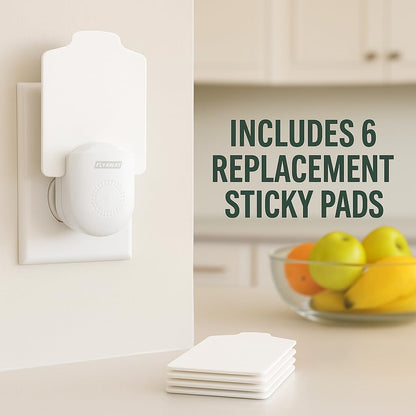 Fly Away Indoor Fly Trap Plug-in (2 Pack) with 6 Refills – Catches Fruit Flies, Gnats & Small Flying Insects – Silent, Non-Toxic Sticky Trap with UV Light