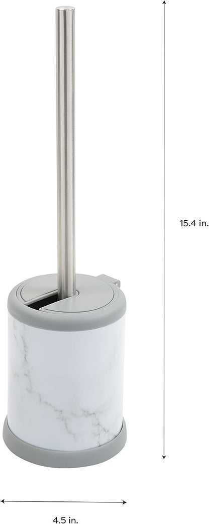 Bath Bliss Toilet Brush and Holder | Self Closing Lid | 360 Degree Brush Head | Bathroom Cleaning | Compact Size | Storage and Organization | Stainless Steel