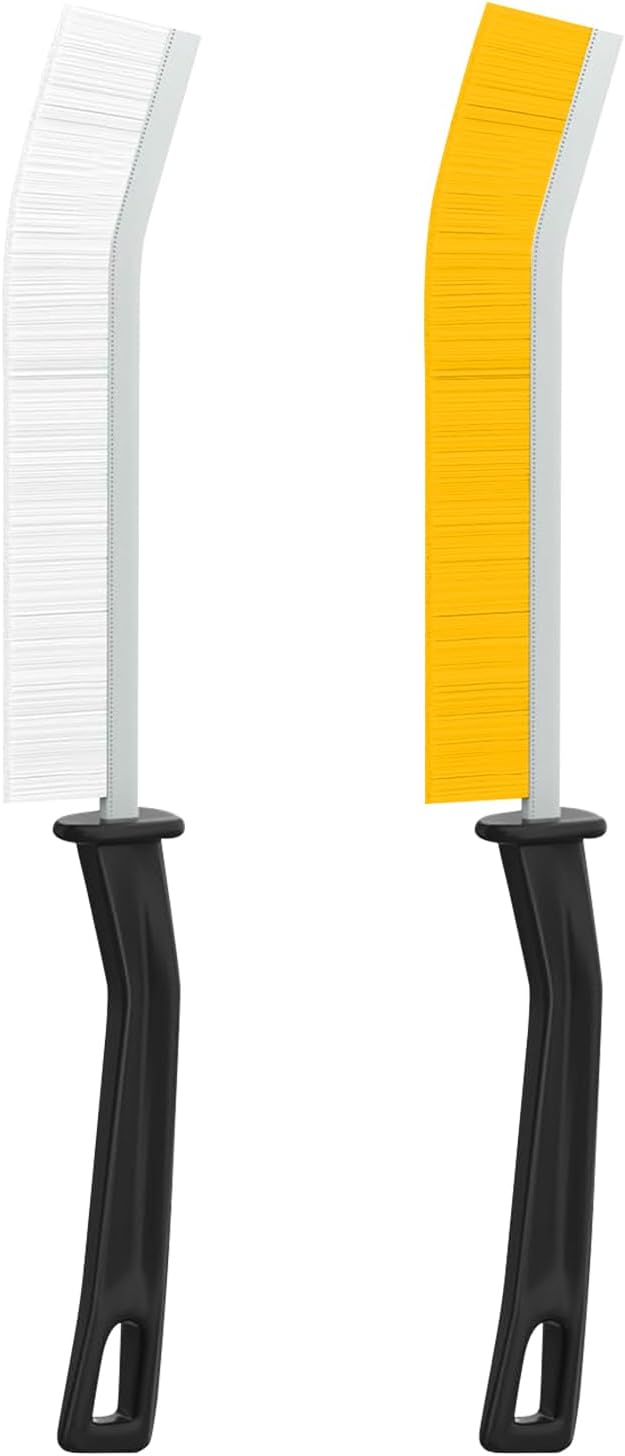 3 PCS Cleaning Gap Brush Set Narrow Crevice Scrub Brush with Stiff Bristles Handle Detail Cleaning Brushes for Home,White,Yellow,Red