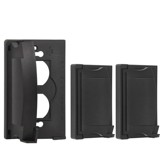 BESTTEN 3 Pack Horizontal Outdoor Outlet Cover for Duplex Receptacles, Weatherproof Design Auto-Closing Lid, Black, UL Listed, H4.65” x W2.87” x D0.71”