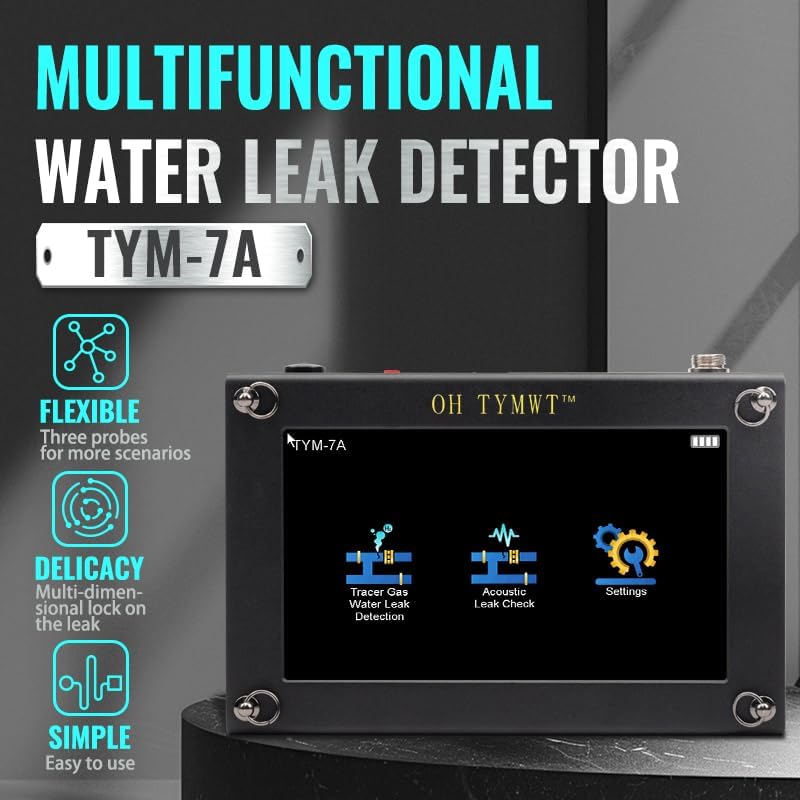 Al Water Leak Detector, Indoor Wall/Ground Under Slab Pipe Leak - TYM-3A | 2 Sensors, 0.5m/1.64ft, 100Hz-8000Hz, 15 Hours