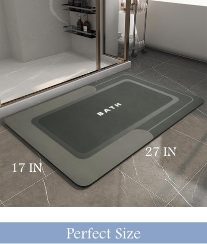 MontVoo-Bath Mat-Bathroom Mat Rug Non Slip Super Absorbent Stain Resistant Quick Dry Thin Bath Rug-Bath Mats for Bathroom Floor Bathtub Vanity-Bathmat Bath Rug Easy Care-17"x27" Grey