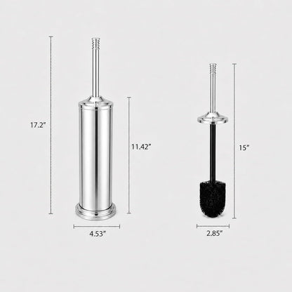 Nickel Toilet Brush and Holder Set，Extra Long Handled Toilet Bowl Brush and Holder，Stainless Steel Heavy Duty Toilet Brush for Bathroom,Deep Cleaning Modern Toilet Cleaner Slip Base