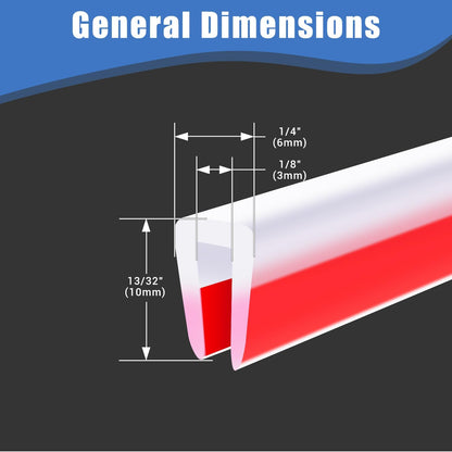 Clear Rubber Edge Trim, Self-Adhesive Silicone Edge Trim, Edge Protector for Sheet Metal, Glasses or Flexi Glasses, Silicone Rubber Material, Transparent Color, Fit 1/4"(6mm), U Channel Edge Guard
