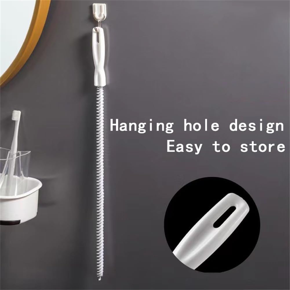 Sink Drain Overflow Cleaning Brush, Household Sewer Hair Catcher, 17.8 inch, White
