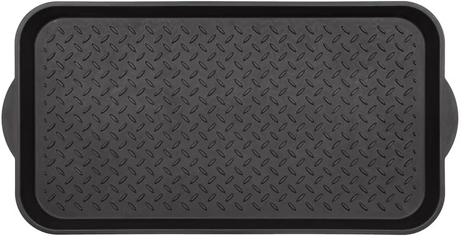Diamond Boot Tray 15"x 29" Black Plastic Shoe Mud Mat, Indoor Outdoor Entryway Shoe Drip Pan, Drainage Shoe Holder for Garden Boots Pet Feeding Craft Project Floor Protection