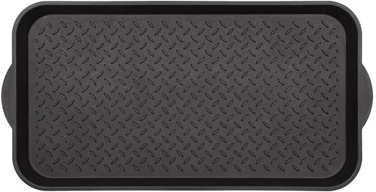 All-Weather Indoor/Outdoor Boot Tray - Weather-Resistant Hard Plastic Shoe Mat with Raised Edge for Entryways, Decks