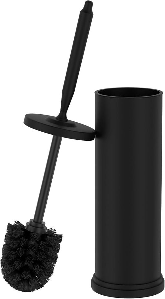 Stainless Steel Toilet Brush and Holder Set : Weighted Stable Base, Removable Inner Tube.Long Handle Toilet Bowl Brush Splash-Proof Design for Deep Cleaning & Space-Saving Storage,Nickel