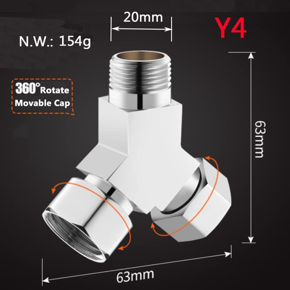 Water Diverter Fitting Adapter, Add-A-Tee G1/2" Hose Connector Adapter for Angle Valve adapter, Shower arms, Toliet Bidet Sprayer, Hose Pipe Fittings (3 Way T2)