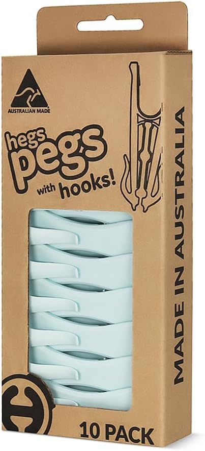 Hegs 24 Pack Multi-Color - The Smartest Heavy Duty Clothespins with Hooks - Hang 3 Garments at Once with Our Tough, Dual Hooks Clothes Pins with Anti-Rust Spring - Durable, Colorful Clothespins