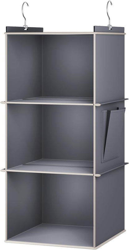 YOUDENOVA Hanging Closet Organizer, 4-Shelf Closet Hanging Storage Shelves, Grey
