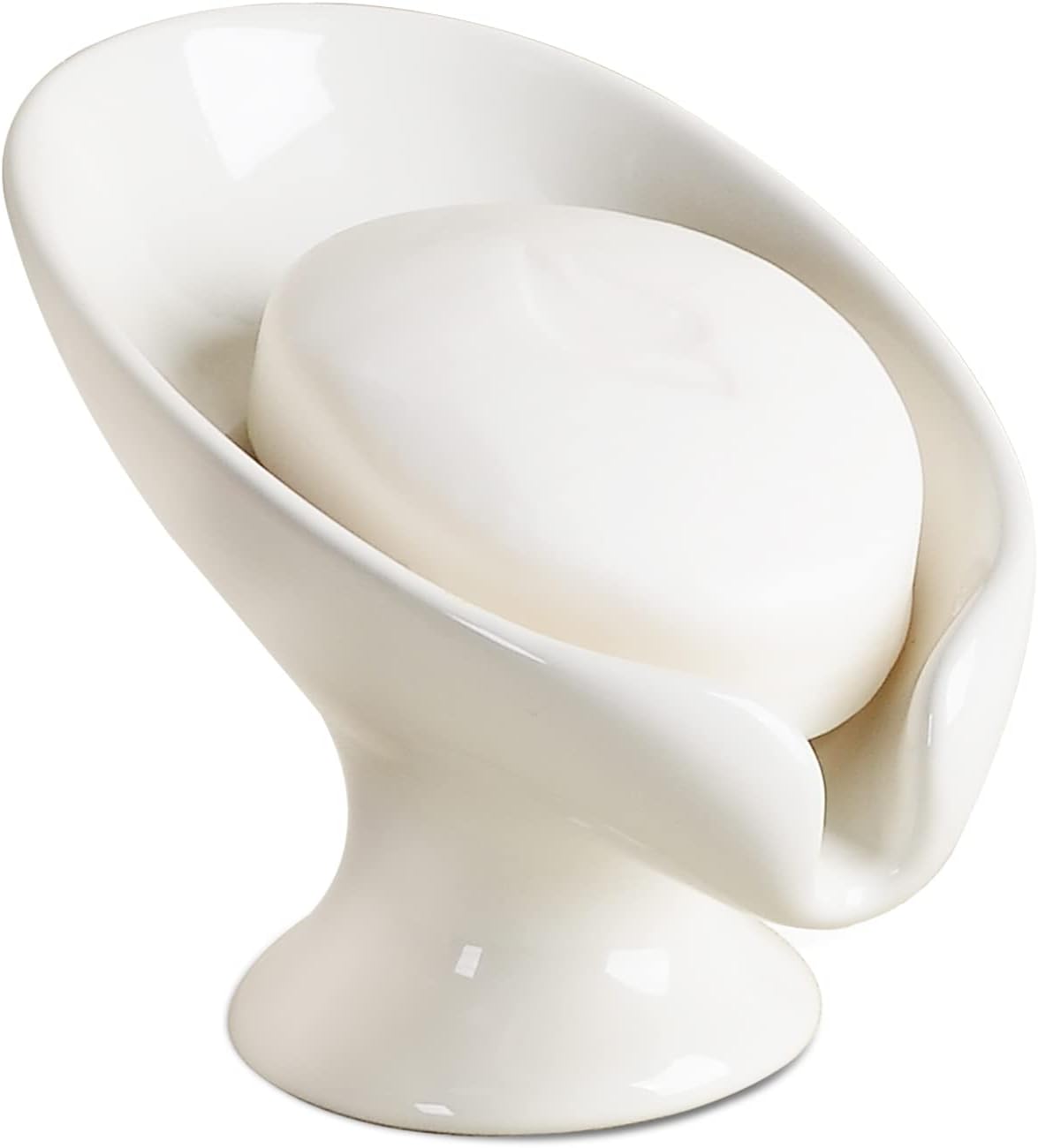 Small Soap Dish, Self Draining Bar Soap Holder for Bathroom Sink, Leaf Shaped Drainage Ceramic with Marble-Pattern Finish, Decorative Soap Dish, No Suction Cup, ANTIS'S HOME