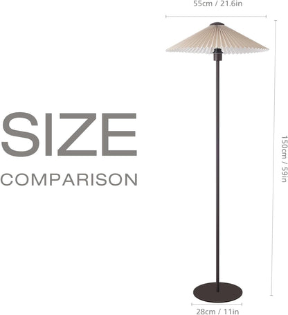 KUNJOULAM Pleated Floor Lamp, Pole Floor Lamps, Simple Design Tall Lamp with Fabric Lampshade, Standing Lamp for Living Room, Bedroom, Office, Home (Brown)