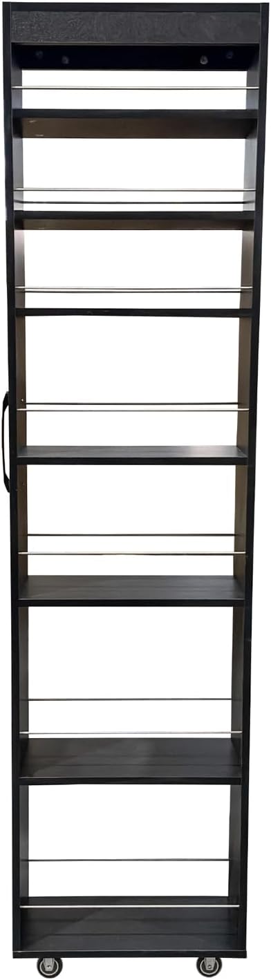 7 Tier Slim Rolling Storage Cart - Kitchen & Pantry Organizer, Narrow Storage Cabinet with Handle & Wheels, Spice Pull-Out Rack Next to Fridge Storage Shelf (White A-7 Tier Shelf Unit)
