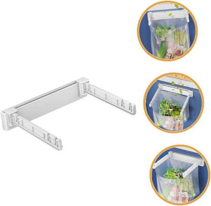 PRETYZOOM Wall Mounted Trash Bag Holder Rack Multi-Functional Foldable Kitchen Garbage Bag Stand Holder for Sink No Drill Installation