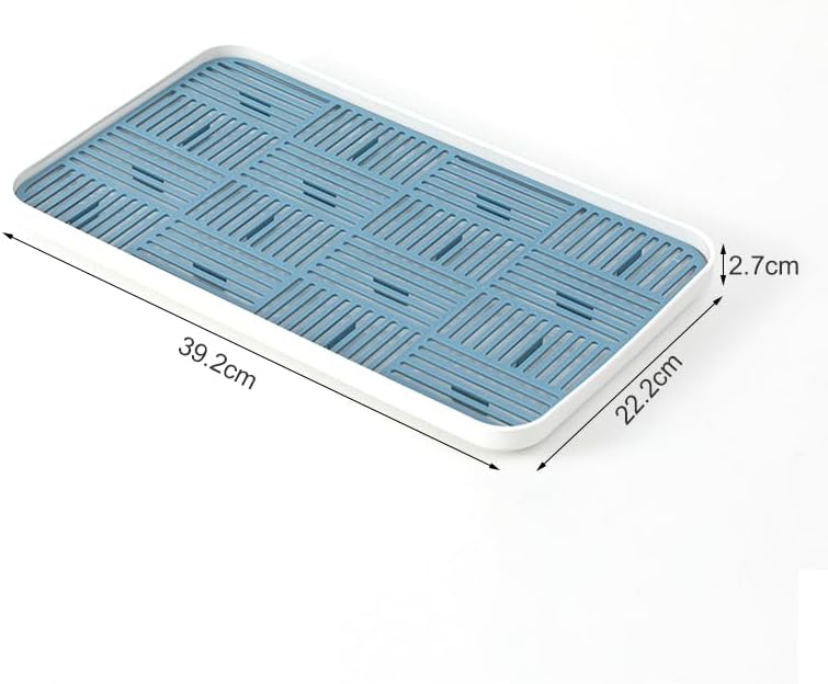 2-in-1 Kitchen Sink Caddy Organizer with Plastic Drain Grate, Double-Layer Drain Sponge Soap Holder & Food Fruit Vegetable Drain Tray for Sink Countertop Home Kitchen Restaurant Hotel, Grey (1 Pack)