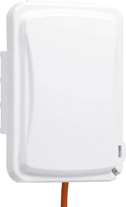TayMac MM110W Weatherproof Single Outlet Outdoor Receptacle Cover, 5/8 Inches Deep, White