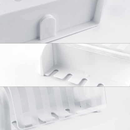 5 Slots Wall Mount Toothbrush Holder with Cover, Self Adhesive Toothbrush Storage Organizer for Shower, Toothbrush Hanger with Automatic Toothpaste Squeezer Dispenser