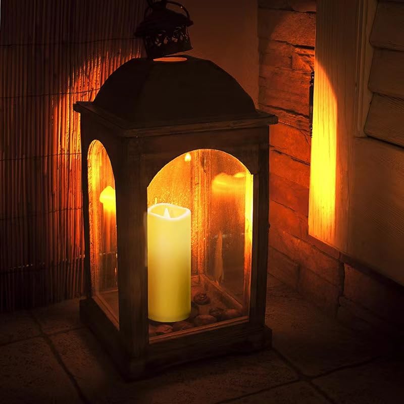 Flameless Flickering Battery Operated Candles D2.2''*H4 5" 6" 7" 8" 9" Set of 9 Ivory Real Wax Pillar LED Candles with 10-Key Remote and Cycling 24 Hours Timer (Ivory)