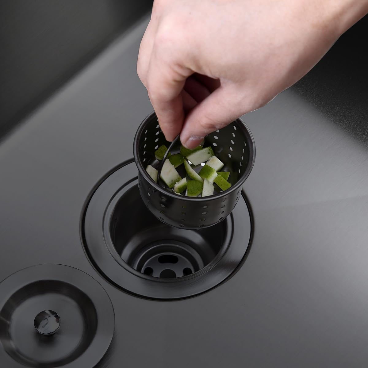 POPFLY 3-1/2 Inch Sink Drain Assembly Brushed 304 Stainless Steel Removable Deep Strainer Basket, Rust-Proof & Easy Install with Sealing Lid＆Tailpiece, for Home/Bathroom/Commercial Sinks